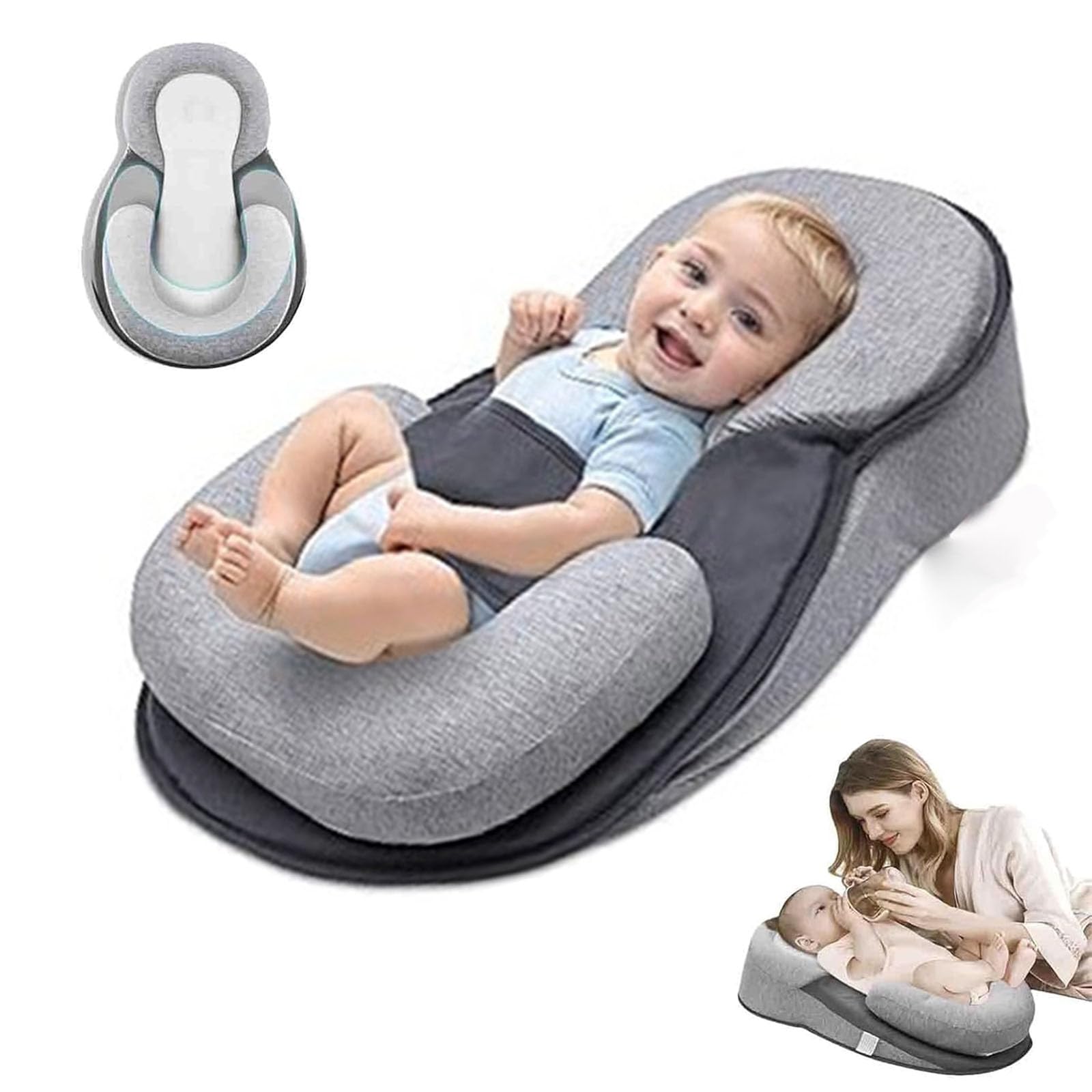 Newborn Infant Wedge Pillow with Adjustable Leg Rest and Waist Belt
| Adjustable Leg Rest Wedge Pillow for Newborn and
